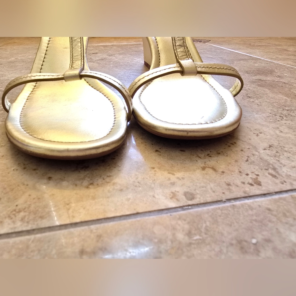 Tory Burch Miller Gold Wedge Sandals Size 7 - Picture 2 of 8